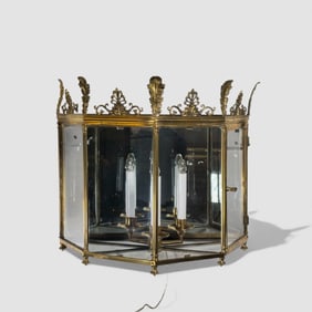 Late 18th Century Georgian Brass and Glass Wall Sconce