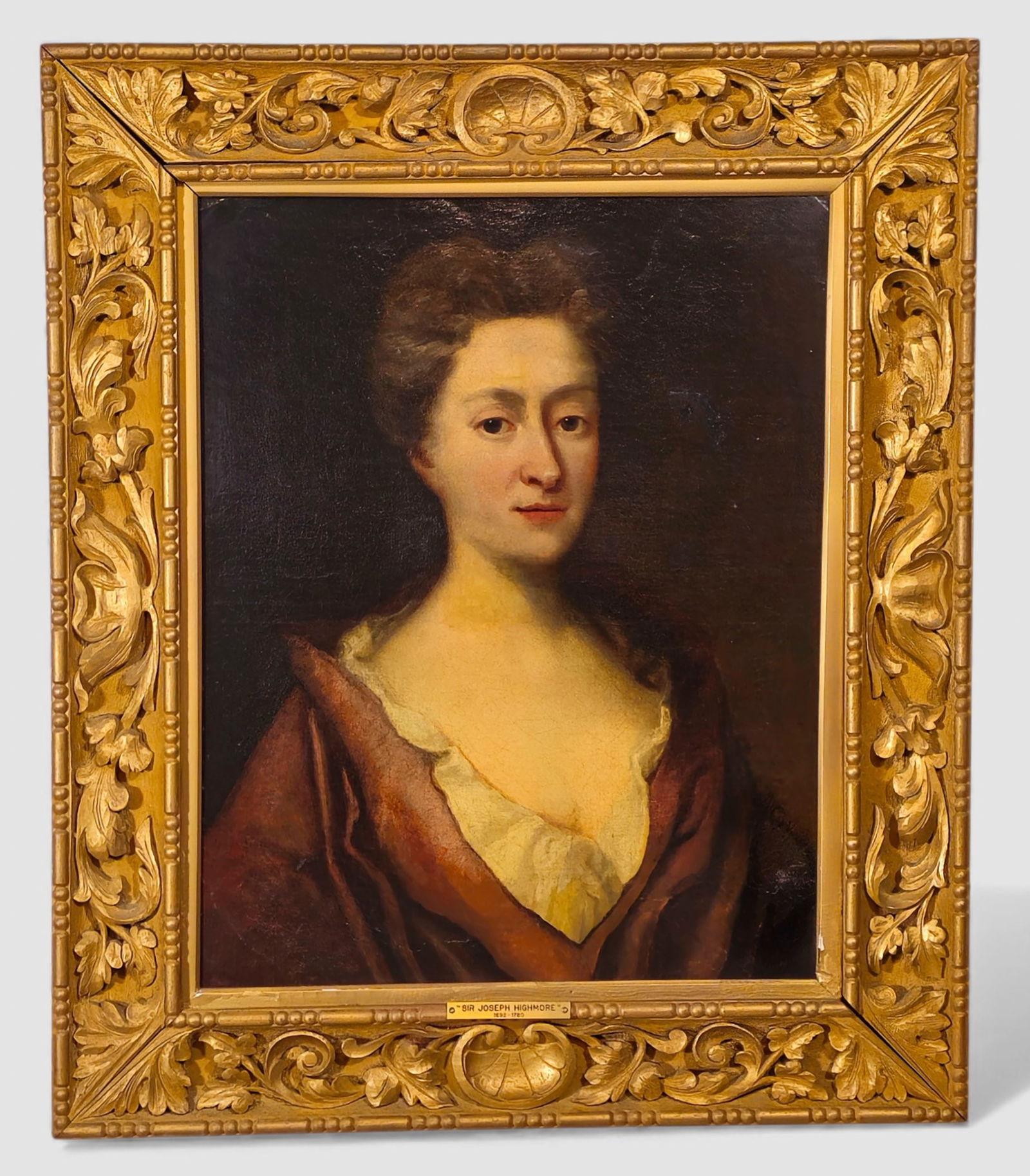 Sir Joseph Highmore Oil: Portrait of Lady Diana Feilding, Oil by Sir Joseph Highmore. Oil on Canvas, half portrait of Lady Diana Feilding. (1659 -1731). Attributed to Sir Joseph Highmore (1692 - 1780, United Kingdom). Housed
