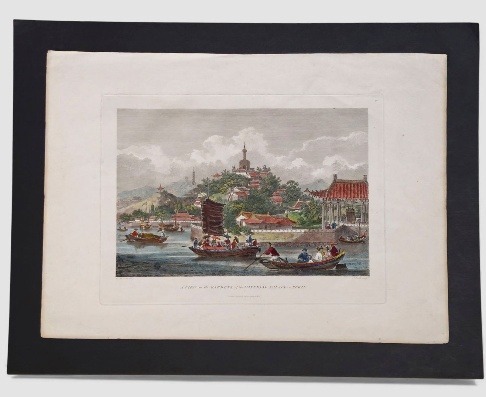 William Alexander Engraving: William Alexander Engraving, Emperor of China's Garden. William Alexander (1767-1816). Depicts a scene from the first British embassy to China. Known as the Macartney Embassy, 1792-1794. London.