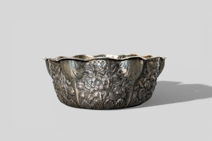 Frank Whiting Sterling Floral Repoussé Scalloped Bowl, #1543E