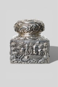 Rare Loring Andrews Sterling Silver "Castle" Pattern Ink Well