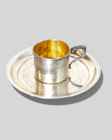 Sterling Silver Incised Dish and Web Sterling Baby Cup