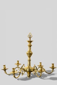 18th Century Dutch Six Branch Brass Chandelier