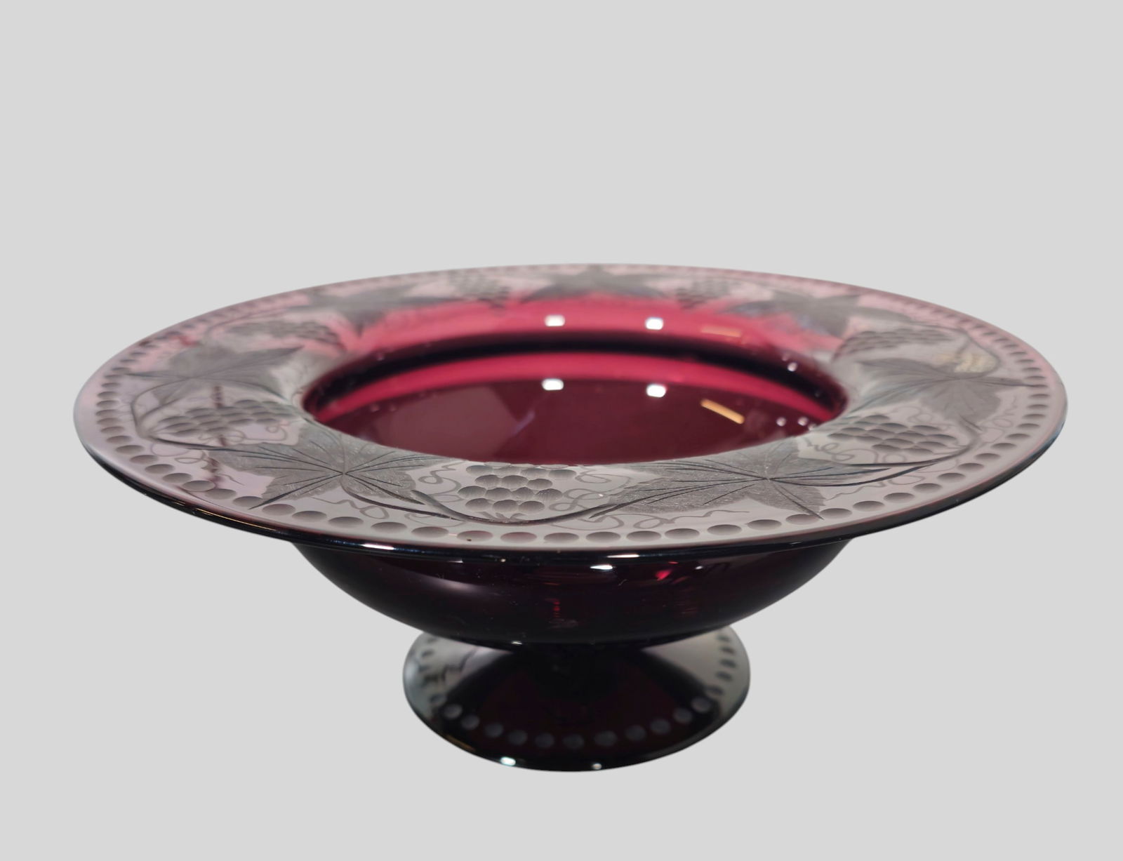 American Cut to Clear Amethyst Console Bowl (1 of 6)
