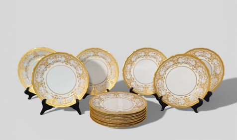 Limoges Porcelain and Gold Gilt Dinner Plates