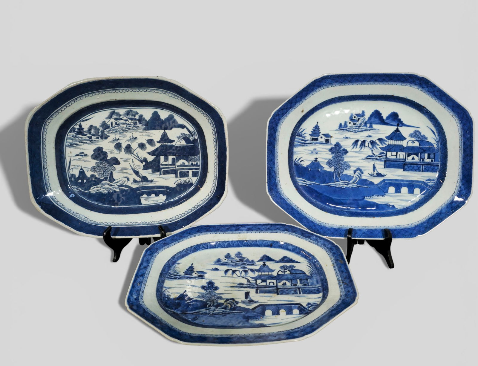 Assembled 19th Century Chinese Export Canton Porcelain Trays (1 of 12)