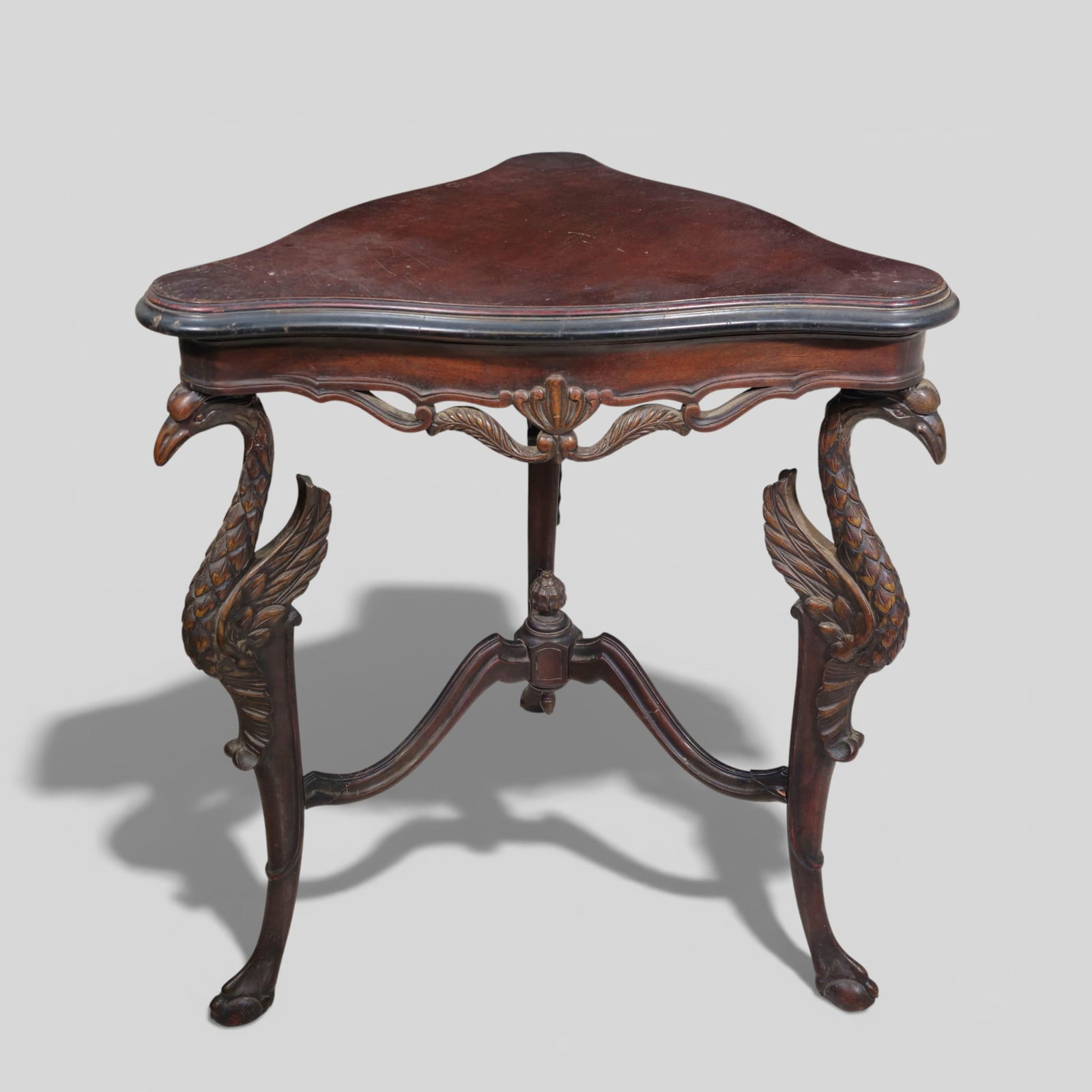 Heavily Carved Crane Walnut Occasional Table (1 of 10)