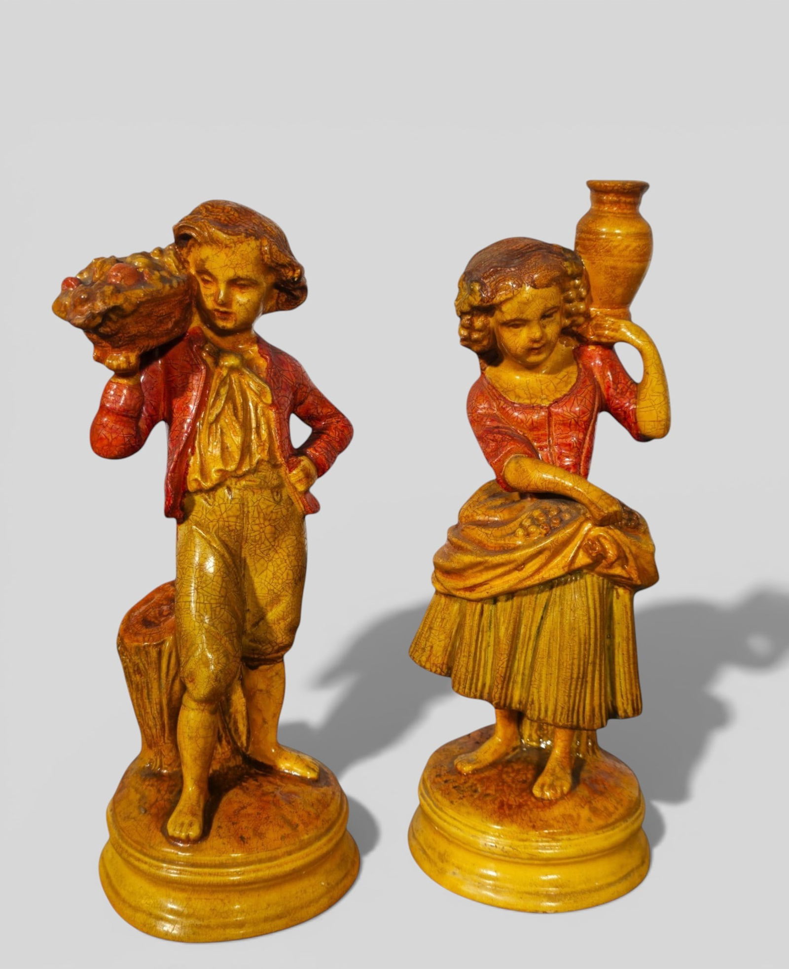 Borghese Children Figurines: Borghese Children Figurines. Portugal. 1960. Original label to underside. 4w x 3 1/2d x 9h.