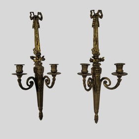 19th Century Neoclassical Bronze Candle Sconces