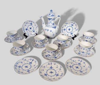 Royal Copenhagen Blue Fluted Full Lace Tea Set
