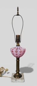 Fenton Coin Drop Cranberry Opalescent Art Glass Table Lamp