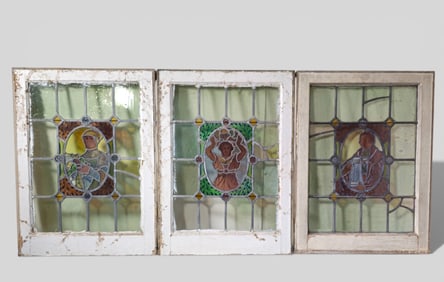 Late 19th Century Figural Stained & Leaded Glass Windows