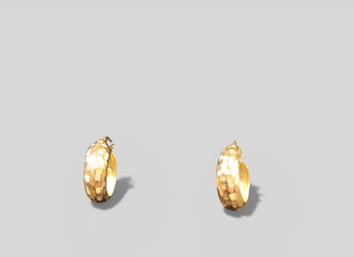 14K Gold Hoop Etched Earrings