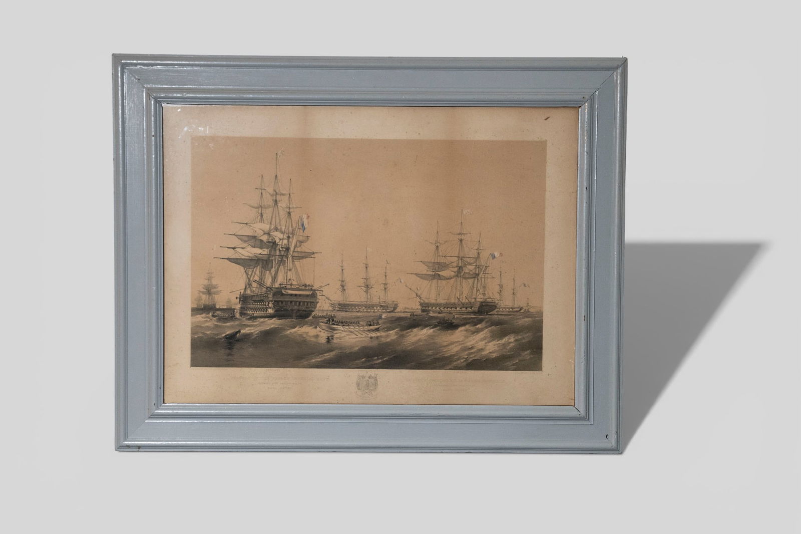 Thomas Goldsworth Dutton Lithograph After Oswald Walters Brierly: Thomas Goldsworth Dutton Lithograph After Oswald Walters Brierly. English & French fleets during the Crimean War. Published by Day and Son in 1855. Coat of arms and inscriptions lower margin. Image