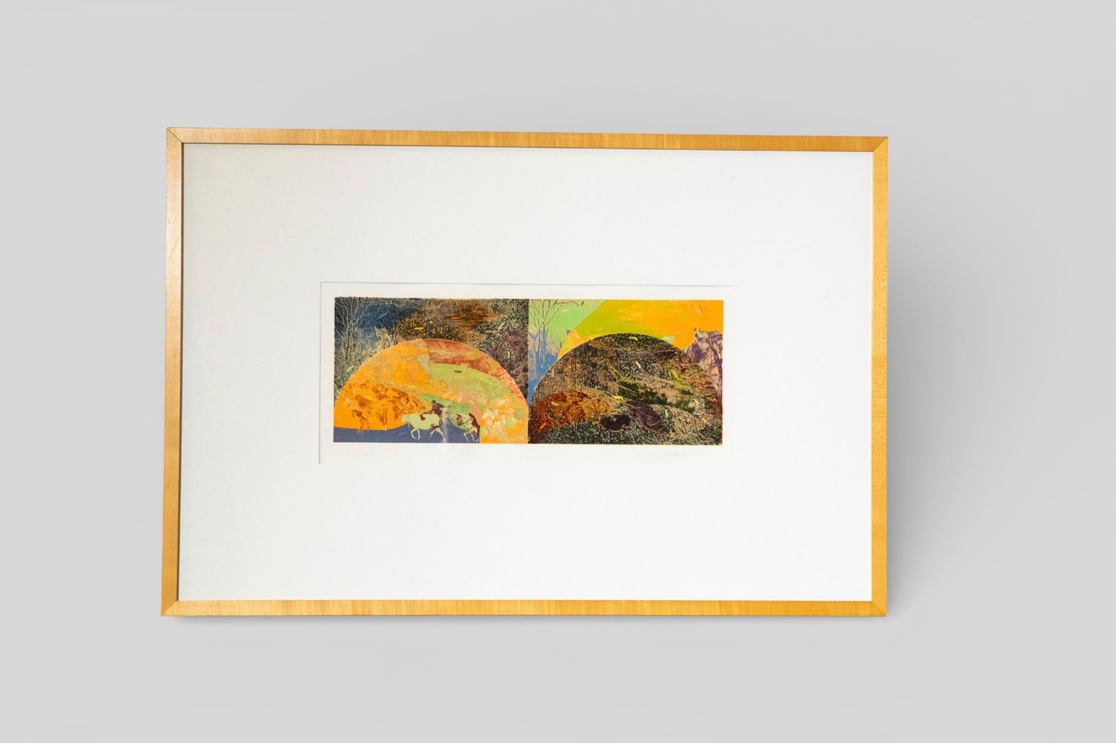 Anthony Batcher Screenprint, "Quadruped, 1976": Anthony Batchelor (20th Century, Cincinnati) Screenprint on paper, "Quadruped." Dated 1976. Signed dated and numbered 19/20. Professionally framed and matted. Image size - 9 x 21. Frame - 24 3/8 x 36