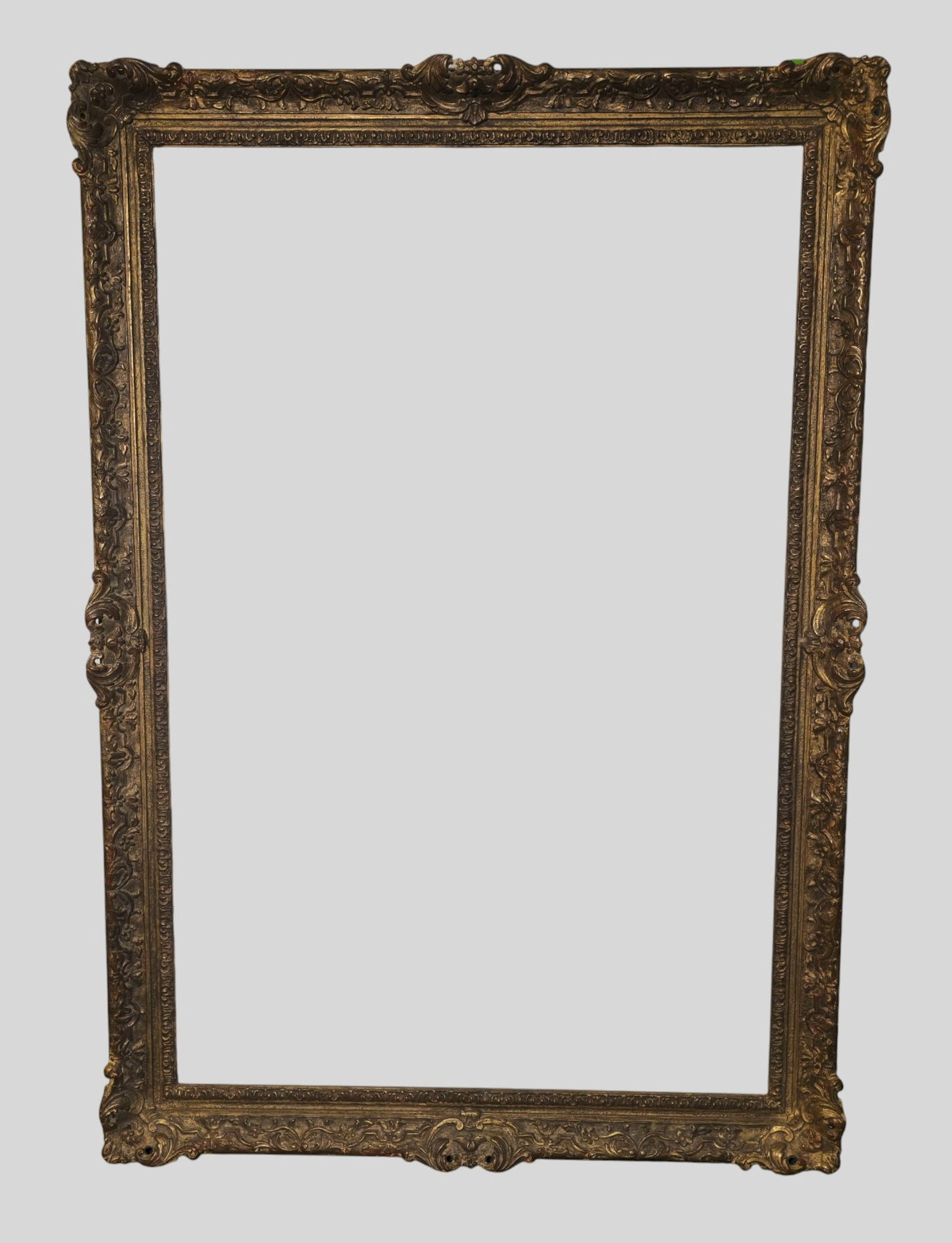 Carved Giltwood Scrolled Acanthus Leaves and Floral Frame: Carved Giltwood Scrolled Acanthus Leaves and Floral Frame. 20th Century. 51 1/4 43 1/4. Interior - 44 x 35 1/4. Rabbit - 44 1/2 x 36 3/16