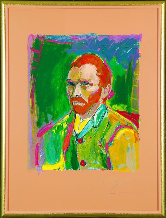 Peter Max: Acrylic over color screen-print. Depiction of Vincent Van Gogh. Provenance, Dyansen Gallery. Signed LR, . 37.5 x 29