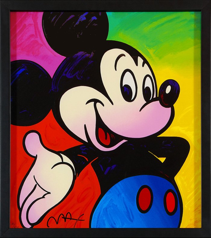Peter Max: Disney Mickey Mouse serigraph signed LL and numbered #18/500. Stamped Peter Max, 1994 and stamped Soma. 16 x 14