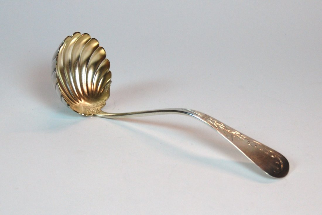 Duhme & Co. Sterling Punch Ladle: Fine Victorian sterling ladle. Marked "Sterling 925/1000" and manufacturer's mark. Approx. 9.5ozt., 12.5L