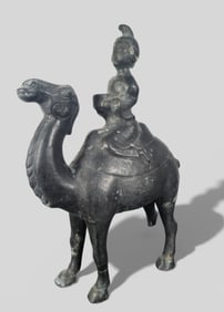 Tang Dynasty Bronze Tomb Figure of Rider on Camel
