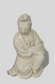 Chinese Blanc‑de‑Chine Guanyin Figure with Double Gourd Motif