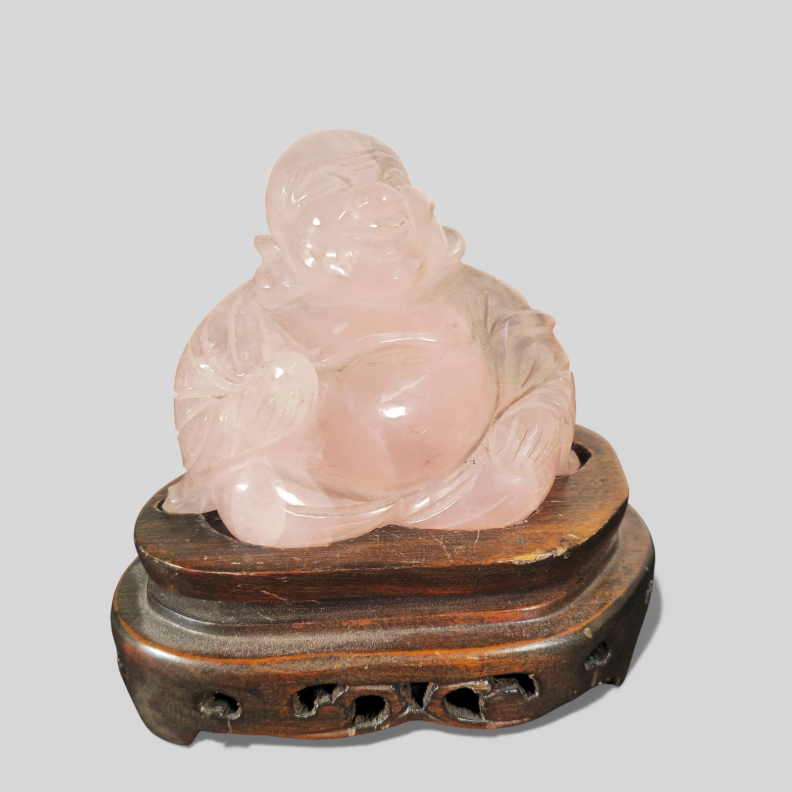 Chinese Rose Quartz Laughing Buddha (1 of 11)
