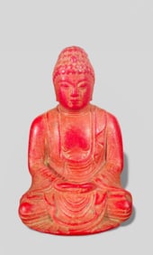 Chinese Carved Coral Figure of a Seated Buddha