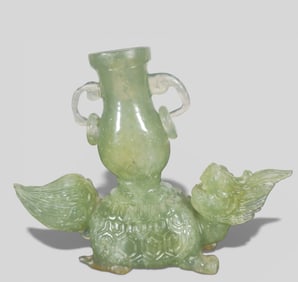 Carved Chinese Figure of a Dragon Supporting a Vase