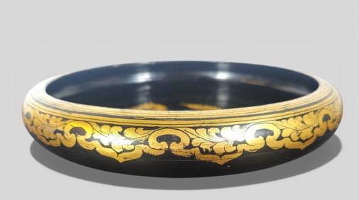 Chinese Gilt‑Lacquered Bowl with Painted Han‑Style Horse