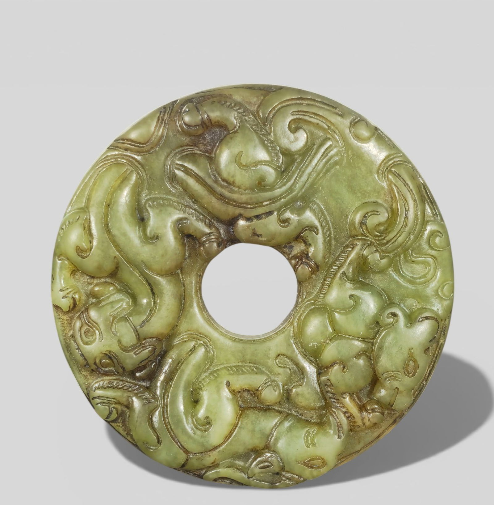 Chinese Carved Chimera Jade Bi Disk (1 of 8)