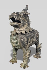 Chinese Imperial Guardian Lion Bronze Figure