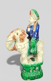 Chinese Sancai‑Glazed Roof Finial of a Deity Riding an Elephant, 18th Century