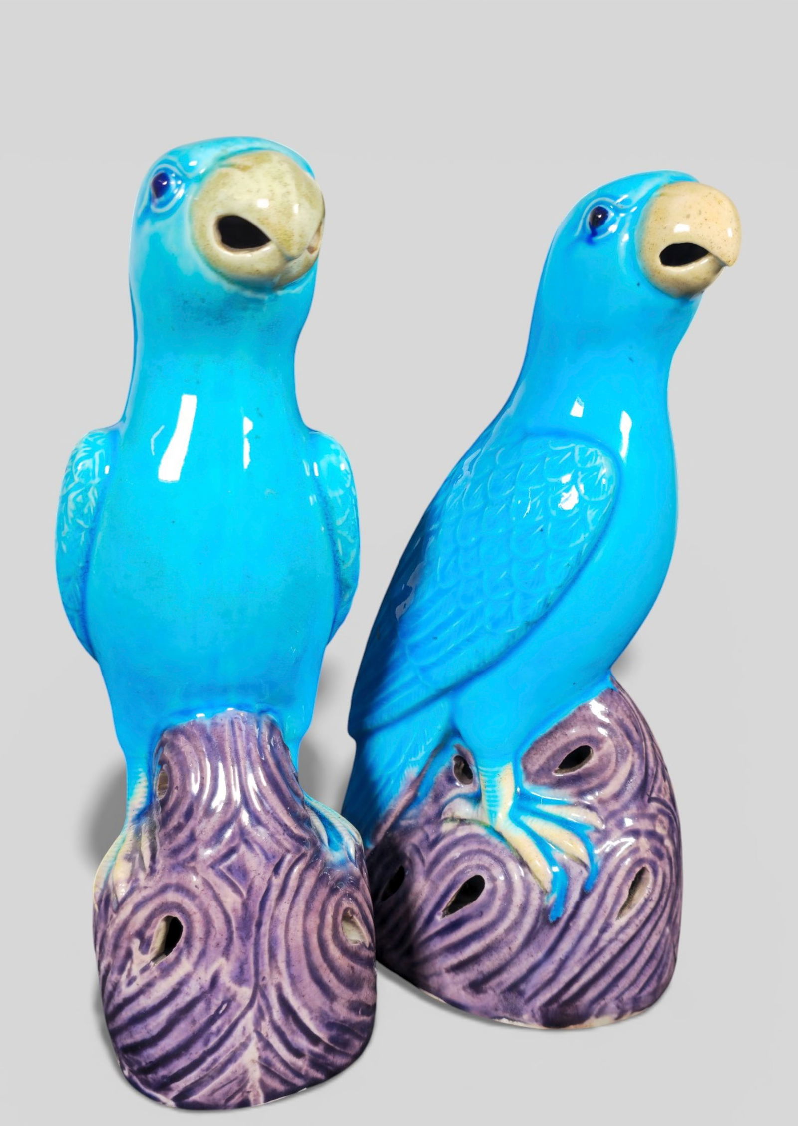 Pair of Chinese Blue Porcelain Export Parrots, 19th Century (1 of 14)