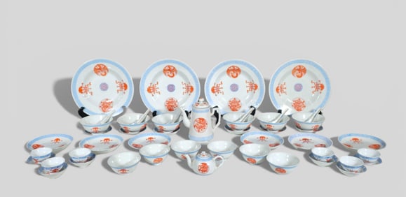 Rare Guangxu Period 48‑Piece Chinese Porcelain Serving Set
