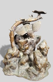 Meiji‑Period Japanese Bronze Model of a Hawk