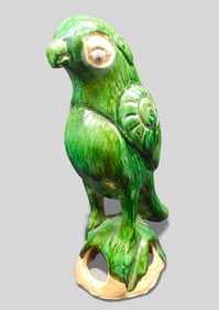 Chinese Green‑Glazed Roof Finial in the Form of a Parrot, Qing Dynasty, 19th Century