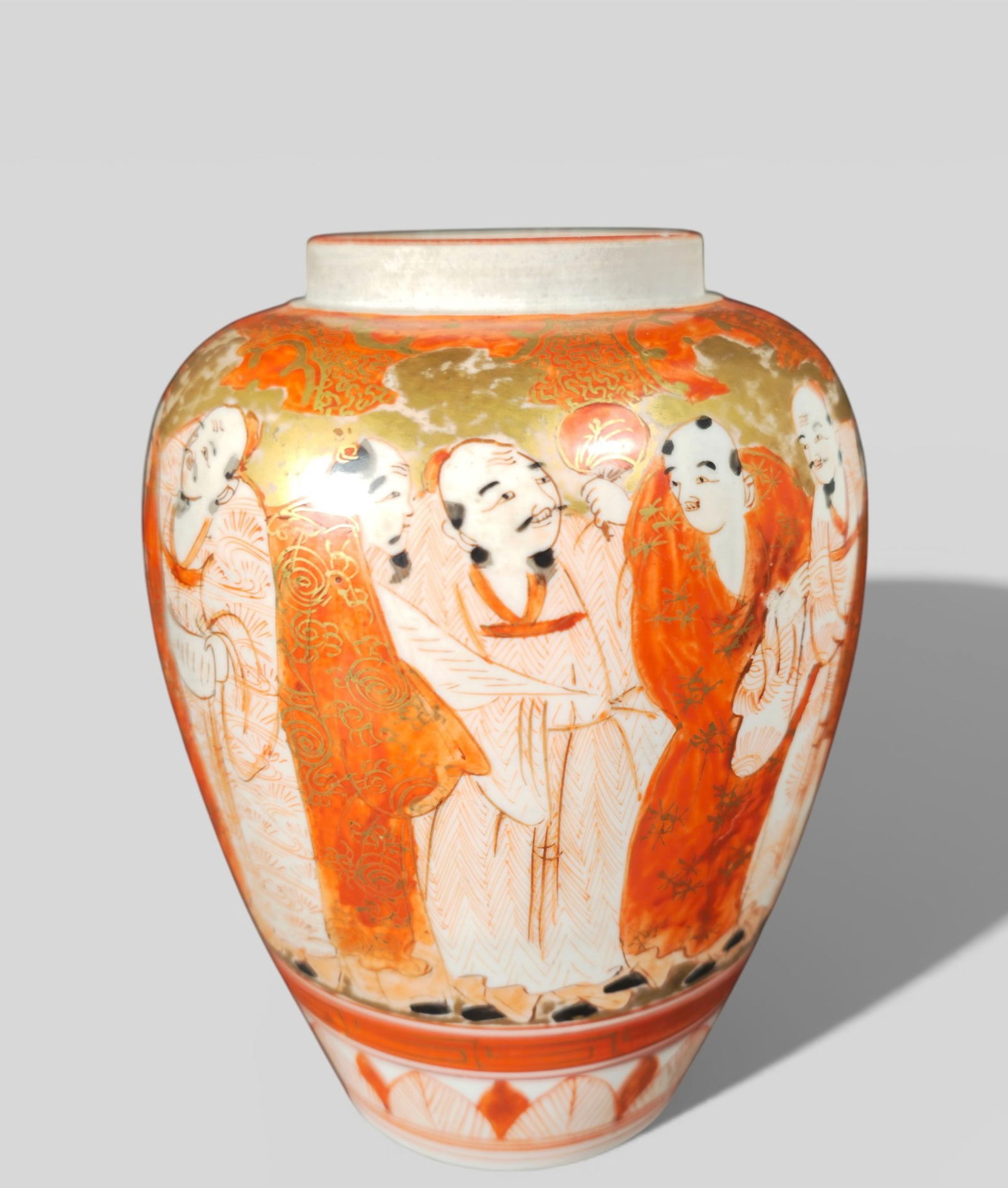 Japanese Kutani “Thousand Scholars” Porcelain Vase, Kaga Province; Kinrande Palette; Mei (1 of 10)