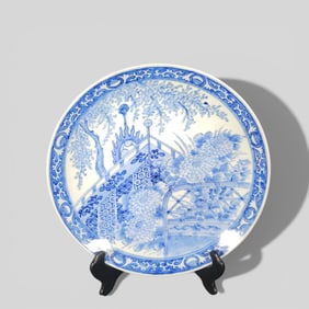 Japanese Blue and White Porcelain Charger - Meiji Period