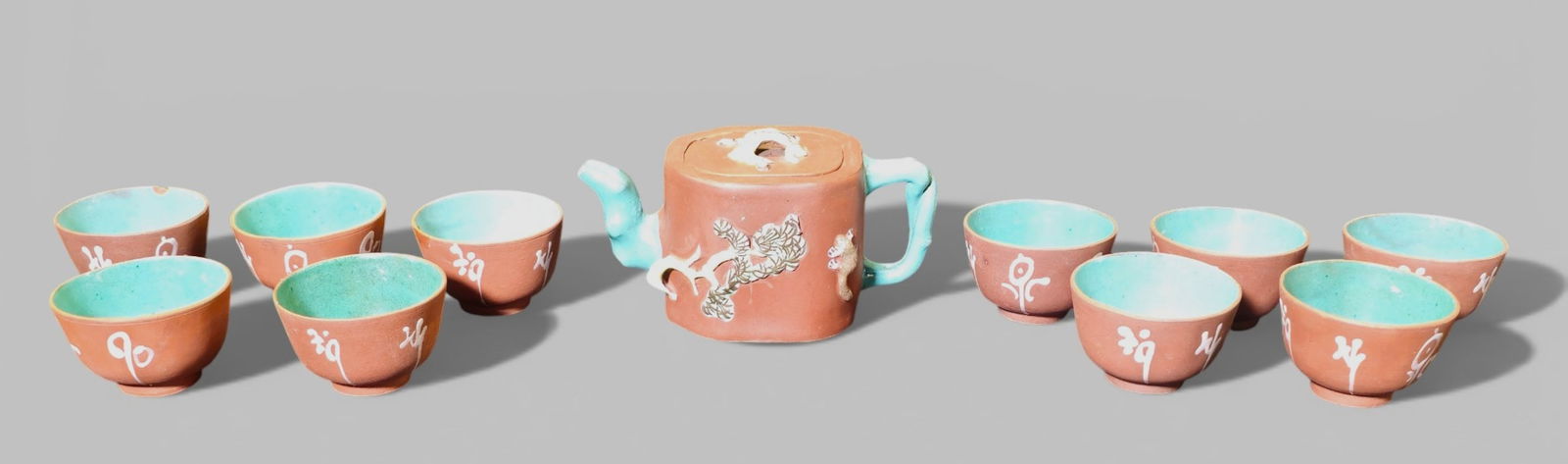 Chinese Yixing Clay Teapot with Ten Cups (1 of 20)