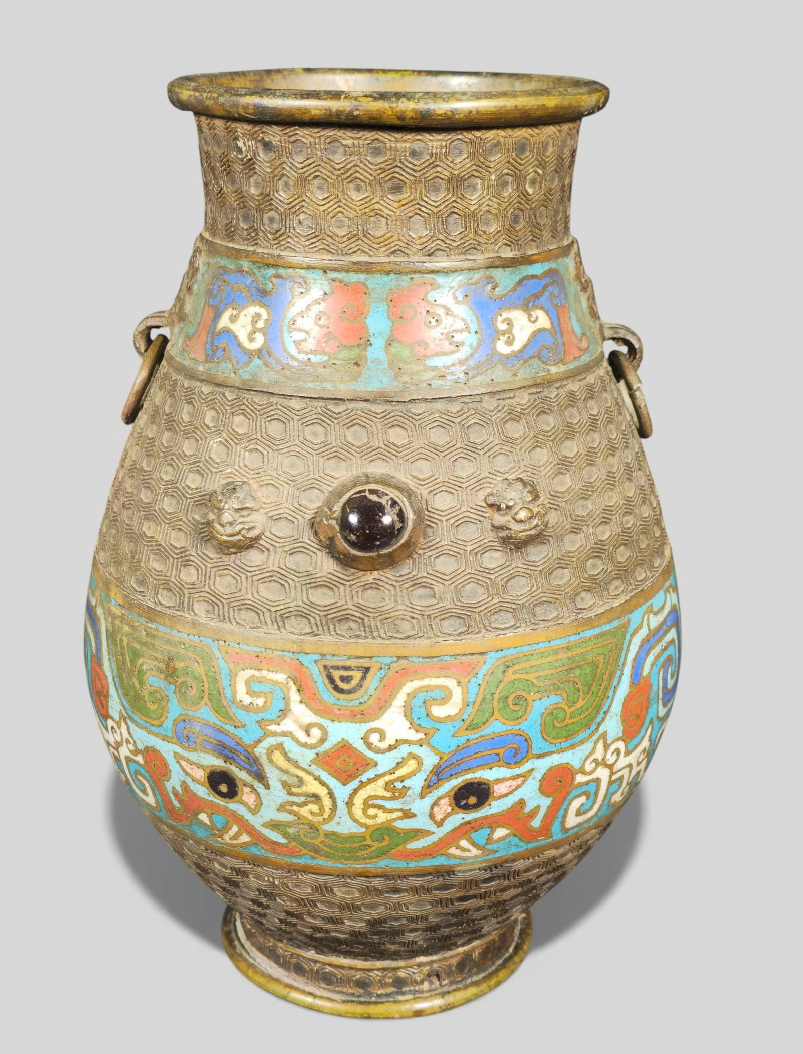Chinese Ming Dynasty Hu‑Shaped Bronze and Enamel Wine Vessel (1 of 10)