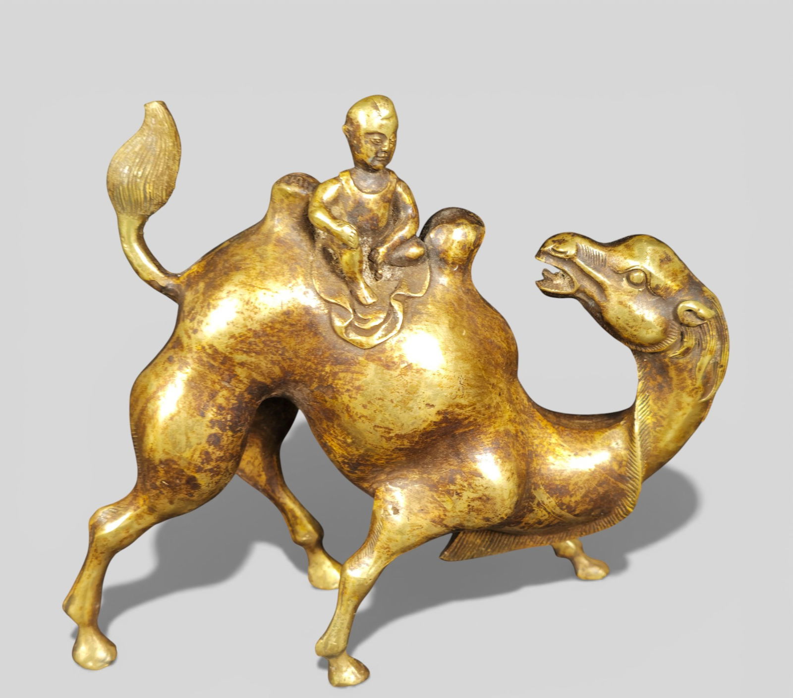 Chinese Gilt Bronze Figure of a Boy Riding a Camel Possibly 18th/19th century (1 of 9)