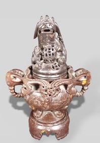 Chinese Three‑Piece Carved Stone Censer