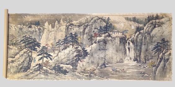 Large Chinese Ming Dynasty Silk Landscape Painting