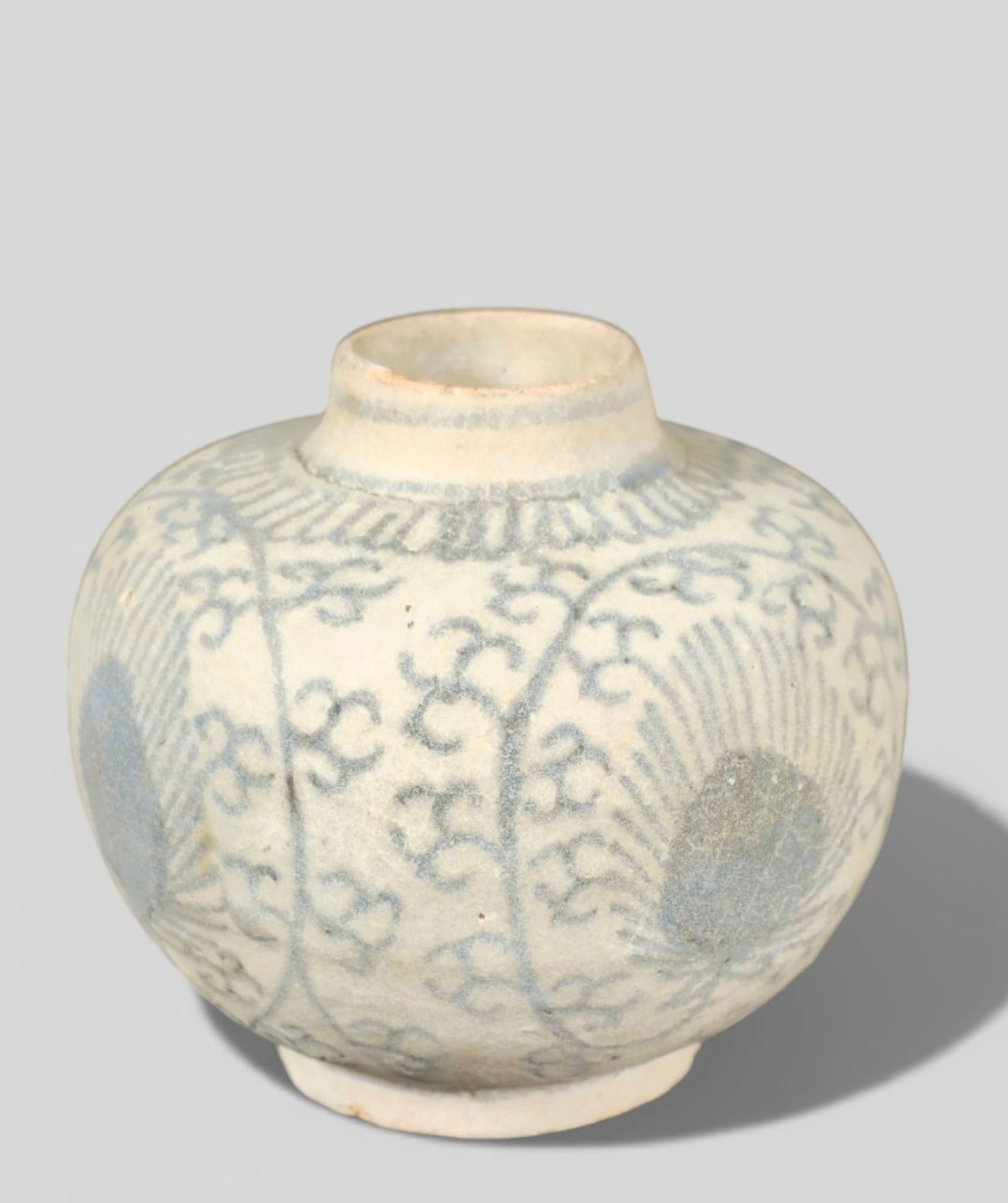 Chinese Ming Dynasty Cabinet‑Sized Feather Stone Jar: Chinese Ming Dynasty Cabinet‑Sized Feather Stone Jar. Chinese Ming dynasty cabinet‑sized feather stone jar, displaying the characteristic mottled, stone‑like surface associated with