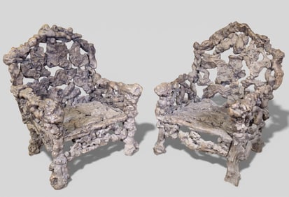 Late 18th/Early 19th Century Very Rare Chinese Rootwood Throne/Armchairs 