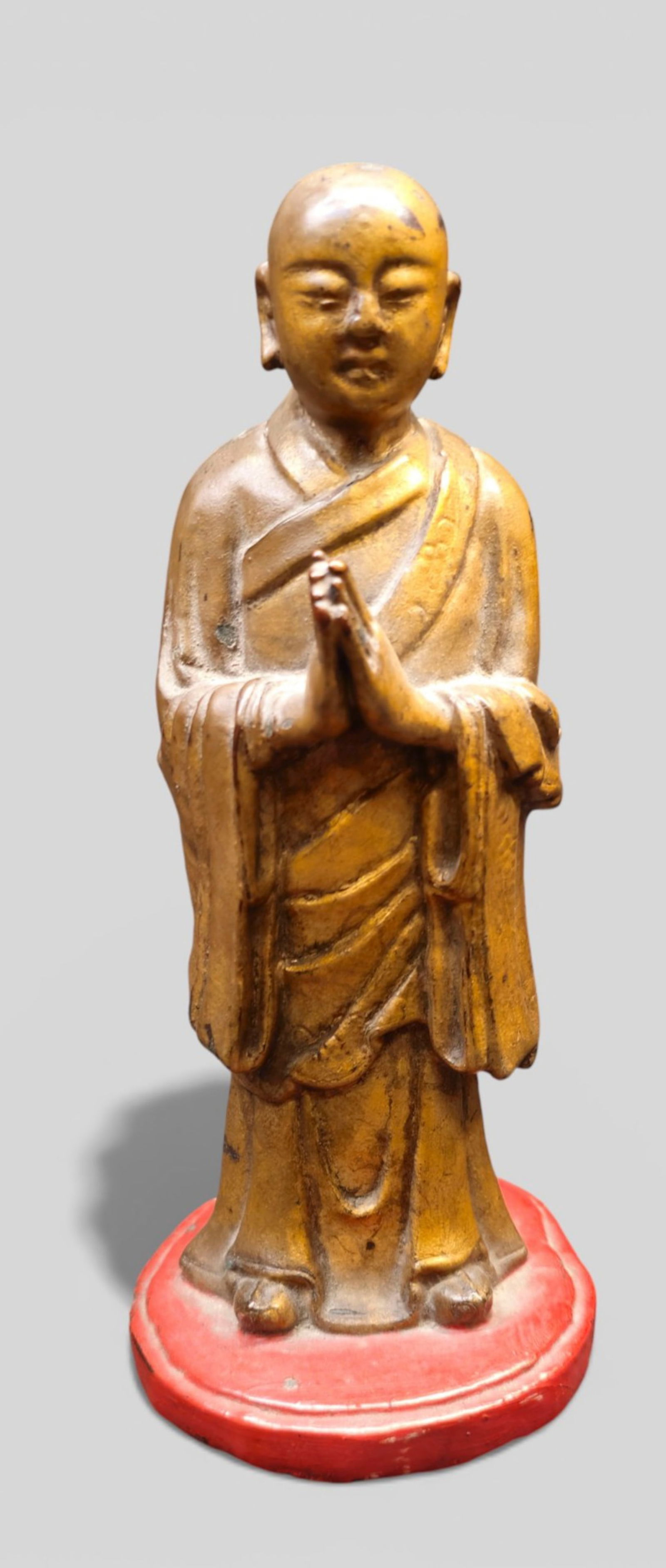 16th/17th Century Ming Period Chinese Gilt Cast Iron Buddhist Monk/Lohan (1 of 11)