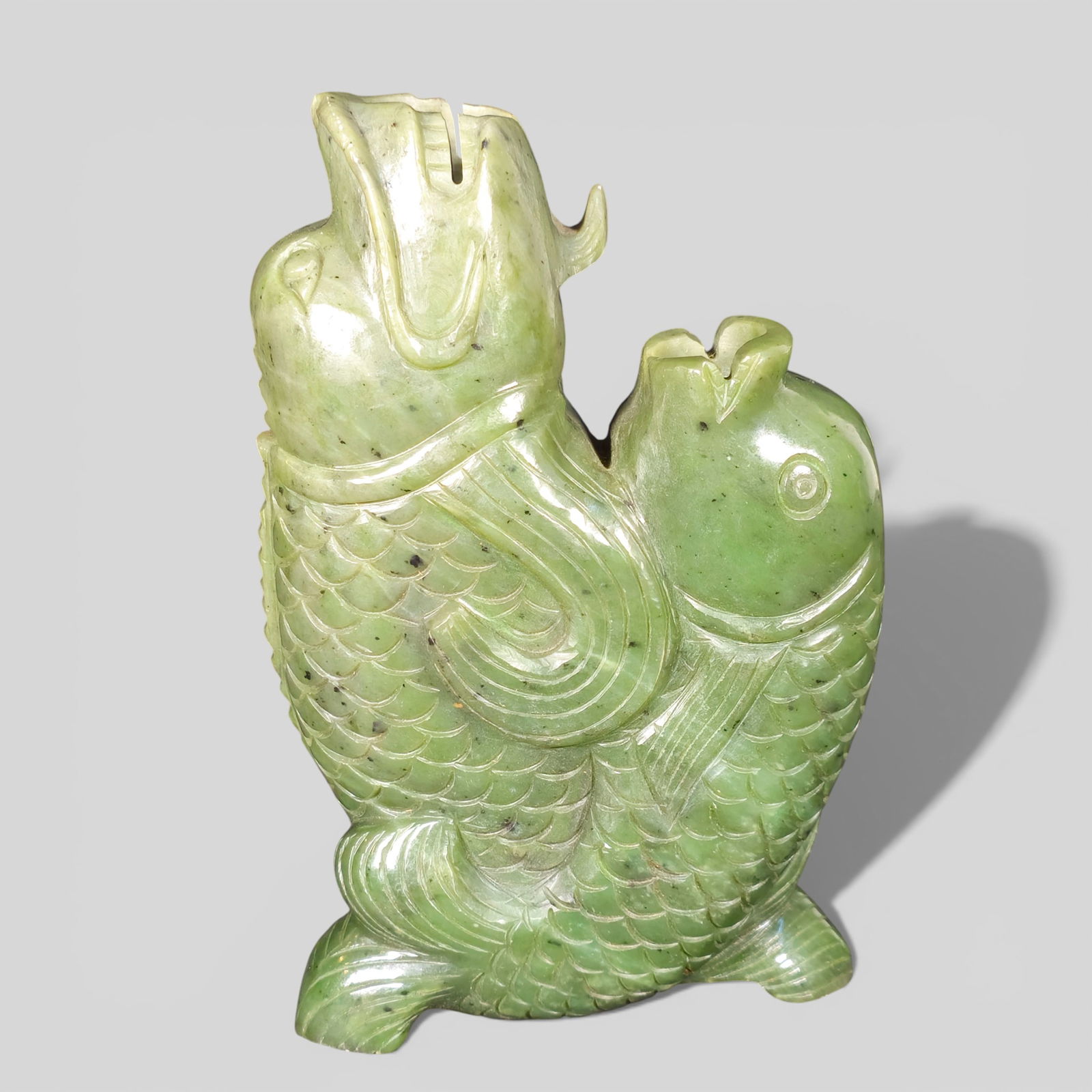 Late 19th/Early 20th Century Carved Spinach Jade Fish (1 of 9)