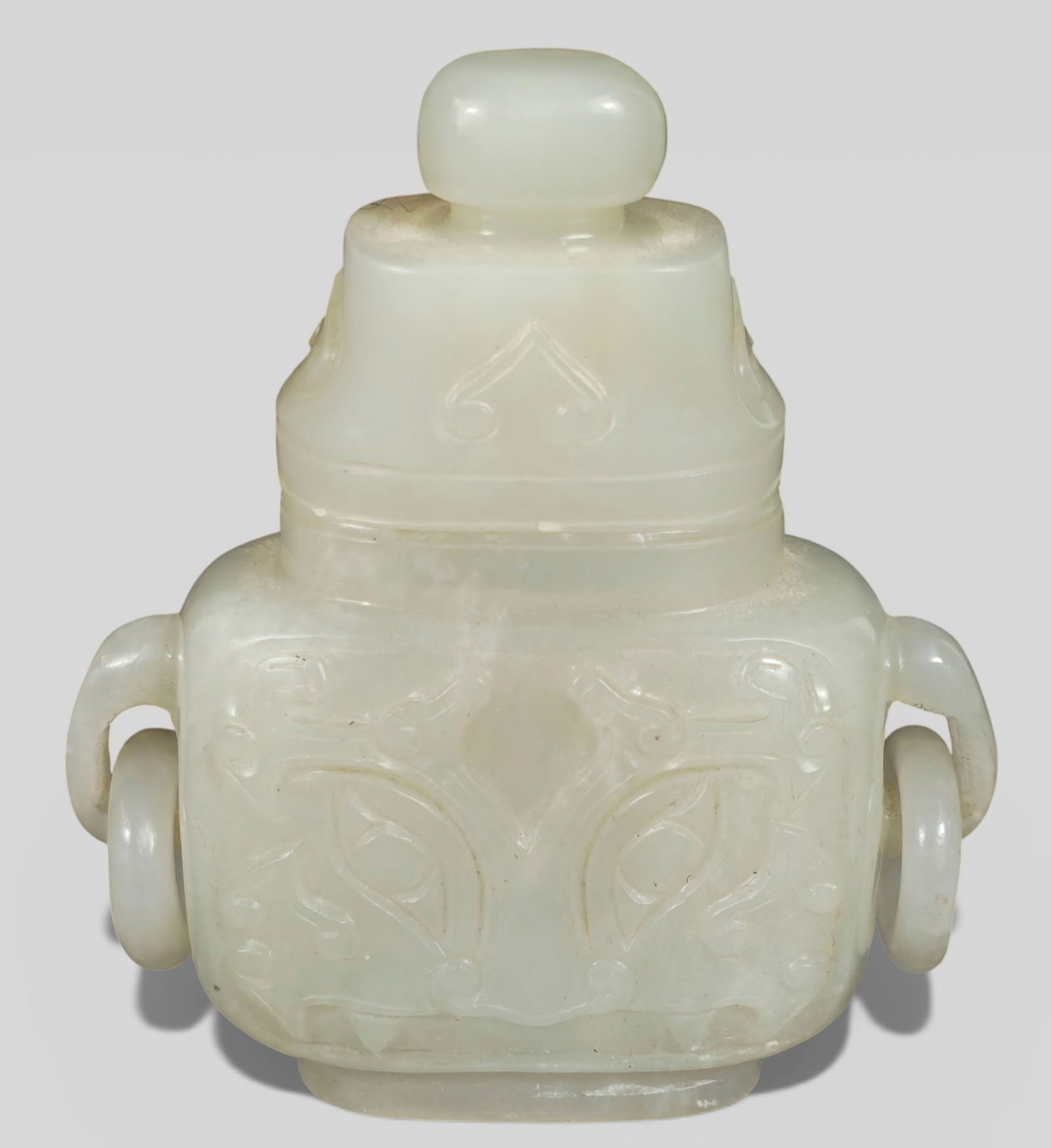 19th Century Chinese Archaic Light Green Jade Cabinet Vessel (1 of 7)