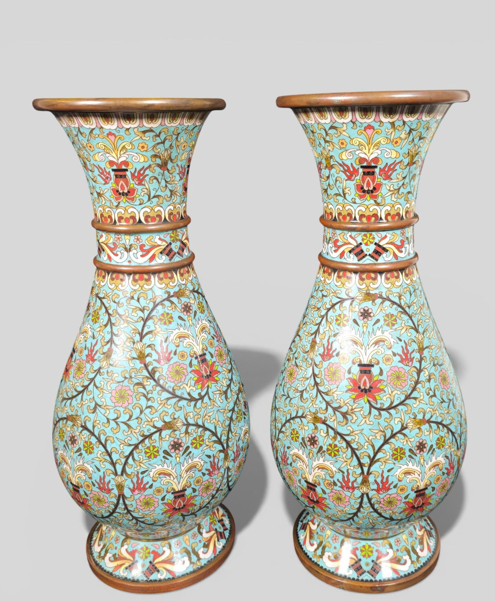 Early 20th Century Chinese Cloisonne Enamel Pear Shape Vases (1 of 16)
