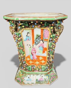 19th Century Chinese Export Rose Medallion Bough Pot